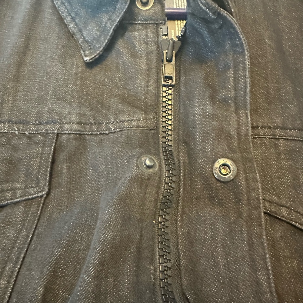 Z1R Men's Black Denim Vest with Snap-Front with Zipper and Chest Pockets - Picture 6 of 9